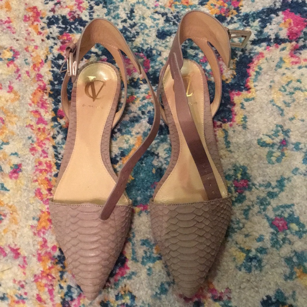 Snakeskin flats size 8
